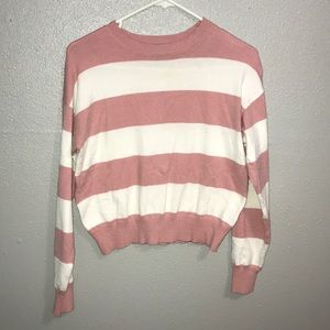 pink and white striped shirt